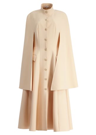 Olivia beige cape-effect mini dress