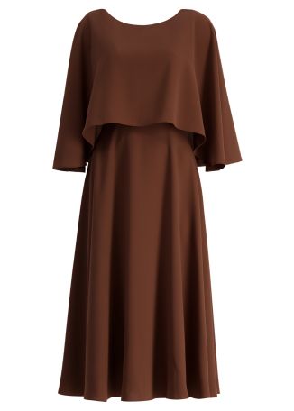 Shona brown layered crepe midi dress