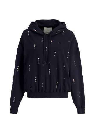 Navy hooded cotton sweatshirt