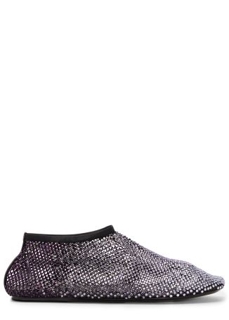 Minette crystal-embellished mesh ballet flats