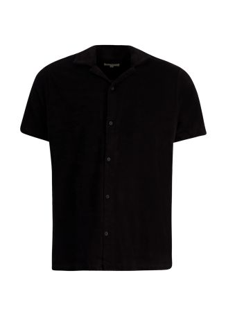 Mars towelling black textured cotton-blend shirt