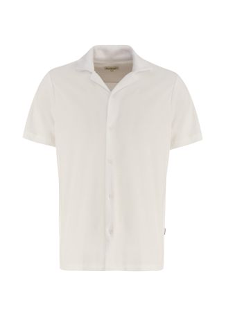 Mars towelling white textured cotton-blend shirt