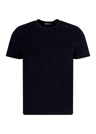 Marvin navy textured cotton-blend t-shirt