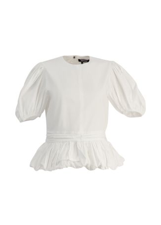 White gathered cotton top