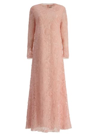 Maureen pink floral-embroidered tulle gown