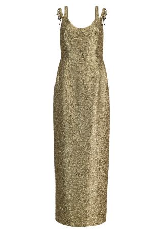 Morphita gold floral-jacquard maxi dress