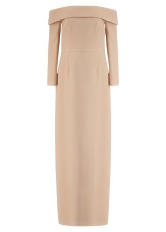 Nosrat beige off-the-shoulder crepe maxi dress