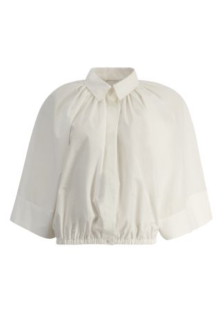 White gathered cotton blouse