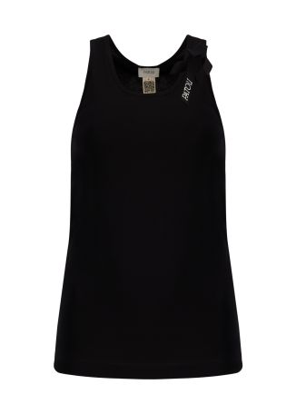 Black bow-embellished cotton tank