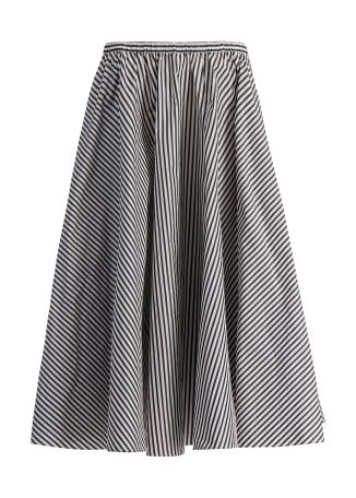 Striped faille midi skirt