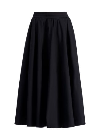 Navy gathered cotton maxi skirt