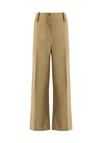 Beige straight-leg cotton trousers