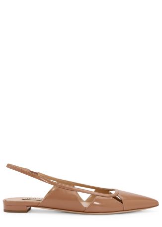 Savona brown cut-out leather slingback sandals