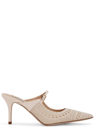 Trieste 75 ivory crochet mesh mules