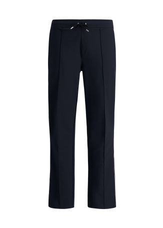 Navy tapered-leg stretch-jersey trousers