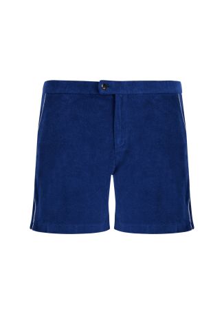 Blue textured stretch-cotton shorts