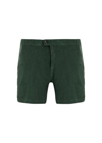 Green textured stretch-cotton shorts