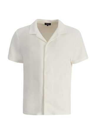 Off-white textured cotton-blend shirt