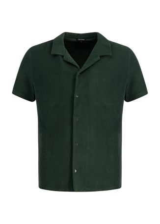 Green textured cotton-blend shirt