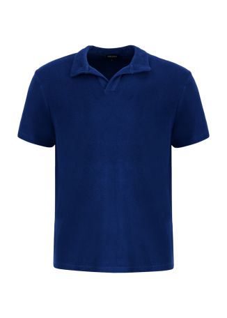 Blue textured stretch-cotton polo shirt