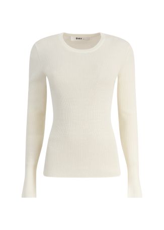 Mariana ivory ribbed-knit wool t-shirt