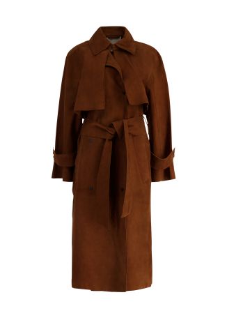 Ariel brown belted suede coat