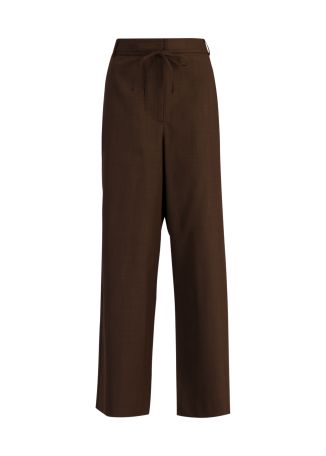 Pam brown straight-leg wool-blend trousers