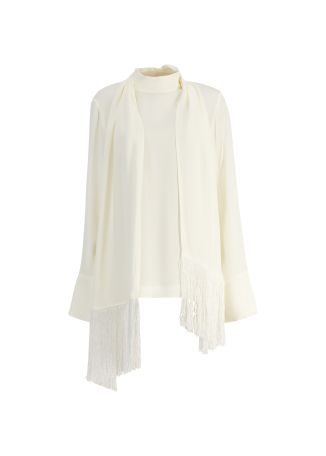 Rios white scarf-detail crepe blouse