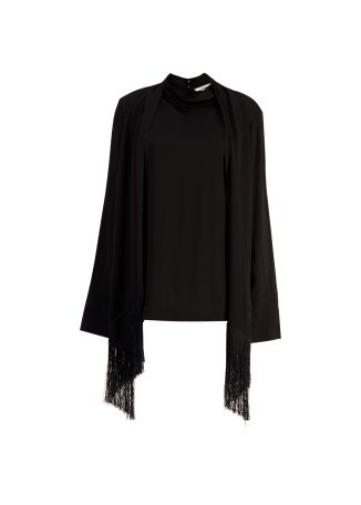 Rios black scarf-detail crepe blouse