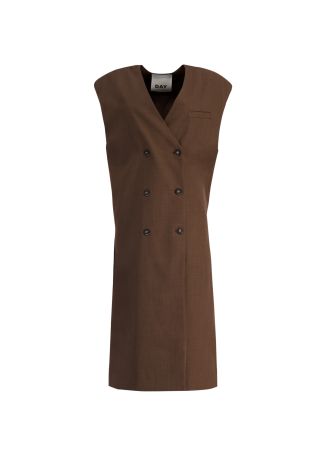 Rory brown double-breasted wool-blend waistcoat