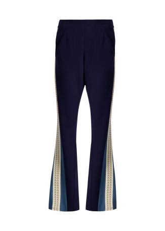 Petra navy flared-leg trousers