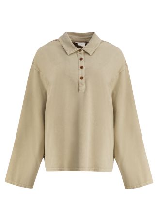 Soho rhea beige logo-embroidered cotton top