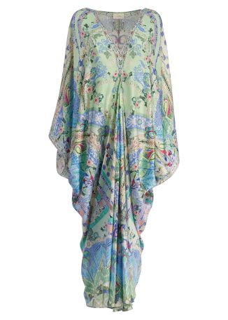 Midsummer mosaics printed silk kaftan
