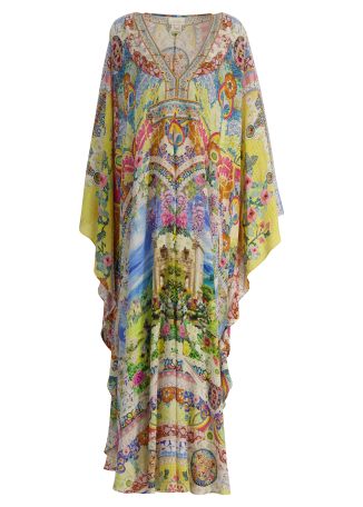 Darling buds floral-print silk kaftan