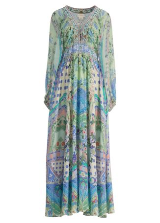 Midsummer mosaics printed silk maxi dress