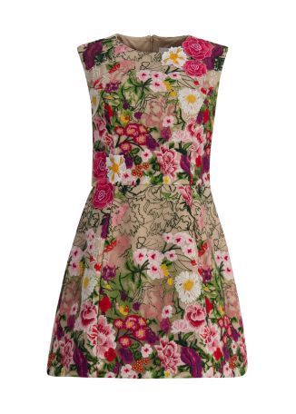 Flora floral-embroidered mesh mini dress