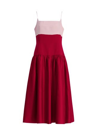 June colour-blocked satin midi dress