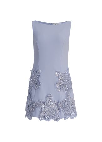 Skye blue floral-embellished crepe mini dress