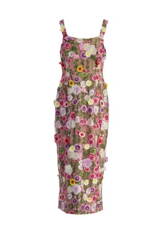 Neve floral-embroidered midi dress