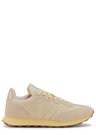 Rio branco ii beige suede-trimmed mesh sneakers