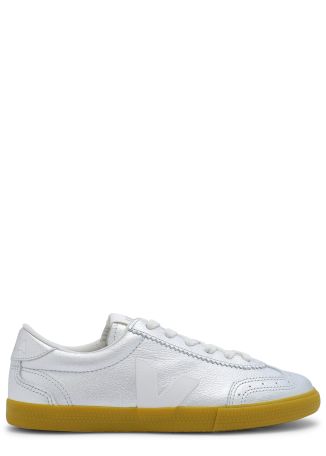 Volley silver logo metallic leather sneakers