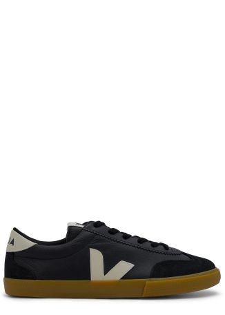 Volley black logo leather sneakers