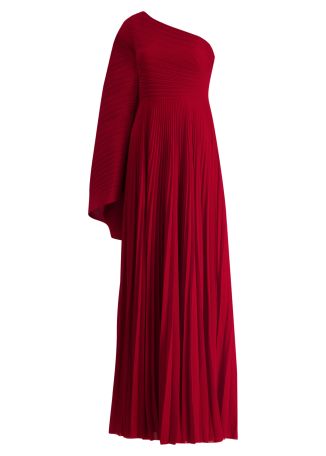 Maci red pleated maxi dress