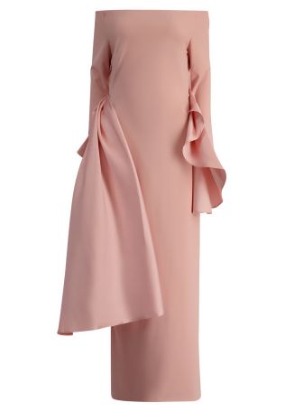Kiana pink draped satin and crepe gown