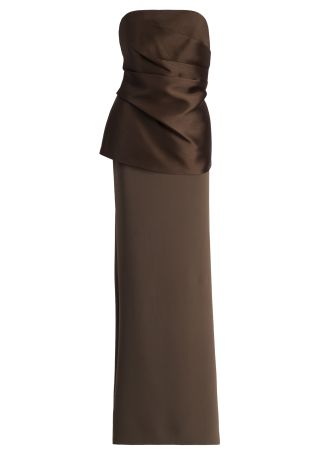Alia grey strapless satin and crepe gown
