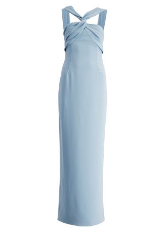Rona blue twisted crepe gown
