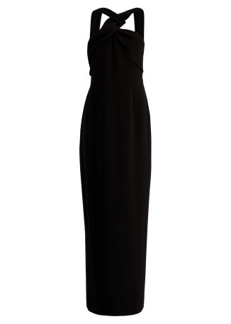 Alia brown strapless satin and crepe gown