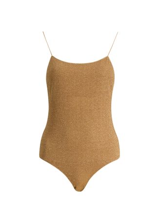 Lumière gold metallic-knit swimsuit