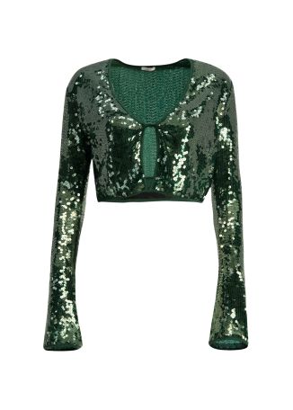 Marylin green sequin-embellished top
