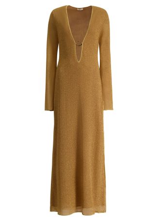 Lumière gold cut-out metallic-knit kaftan